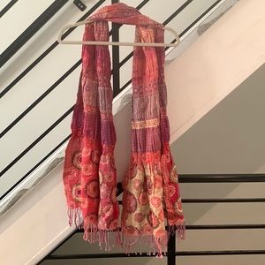 100% wool pink multicolored oversized patterned scarf by Violet Del Mar